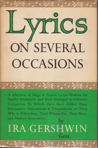 Lyrics On Several Occasions Signed By Ira Gershwin To Frank Sinatra Jr 1st Ed