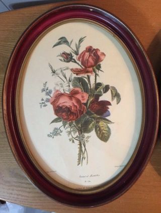 Vintage Botanical Flower Floral Print Red Oval Frame 6