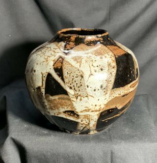 Vintage Studio Art Pottery Brutalist Vase Signed Renata