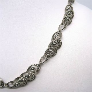 Vintage Silver Tone Metal Necklace with Tiny Rhinestones 3