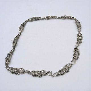 Vintage Silver Tone Metal Necklace with Tiny Rhinestones 4