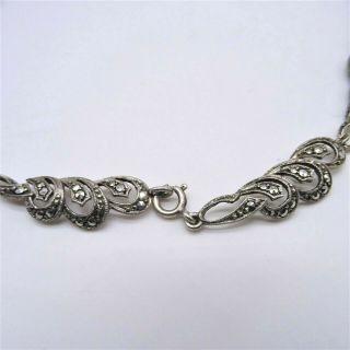 Vintage Silver Tone Metal Necklace with Tiny Rhinestones 5