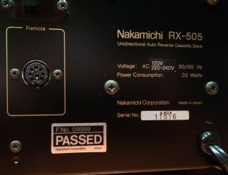 Nakamichi RX - 505,  3 head cassette deck,  serviced,  upgraded,  Nichicon MUSE caps. 9