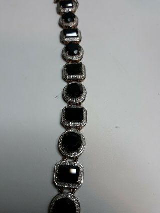Vintage 14k Gold Over Sterling Silver 925 Black Onyx Gem Bracelet 8 "