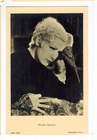 Greta Garbo 7802/1 Postcard Ross Verlag Vtg 1930s Rpp Art Deco