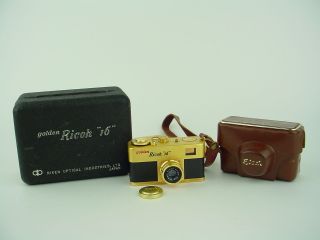 Golden Steky (ricoh 16) Subminiature Camera With Metal Box & Case