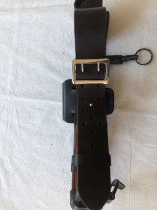 Police Utility Belt (sam Browne) Vintage 100 Leather 1969 (lapd)