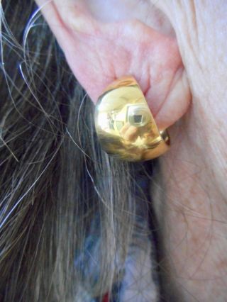 Authentic Vintage - Crown Trifari Gold Tone Hoop Earrings