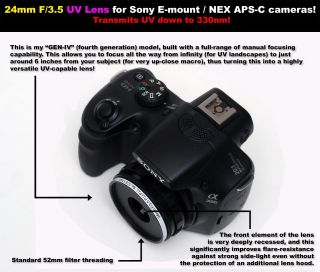 24mm F/3.  5 Uv Lens For Sony E - Mount/nex Aps - C Cameras Ultraviolet Photography