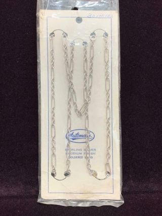 Vtg Automade Sterling Silver W/rhodium Finish Soldered Chain 30 " Long B723