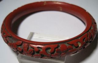 Fine Vintage Chinese Cinnabar Carved Bangle Bracelet