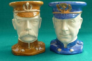 Vintage Pair Ww1 Royal Navy & Army Kitchener Character Toby Jugs