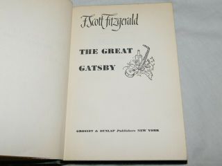 The Great Gatsby F.  Scott Fitzgerald Grosset & Dunlap 1925 Early Reprint 5