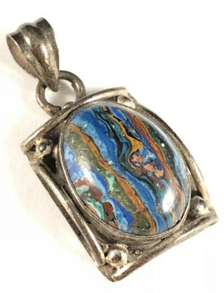 Vtg Old Pawn Navajo Sterling Silver 925 Unknown Stone Pendant Handcrafted :)