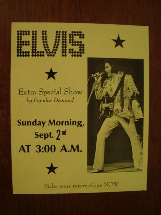 Old Vintage Elvis Presley Concert 3am Extra Special Show Promo Card Ad