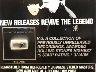 Velvet Underground Classics Promo Poster Vintage PP 625 Lou Reed Andy Warhol VG 3
