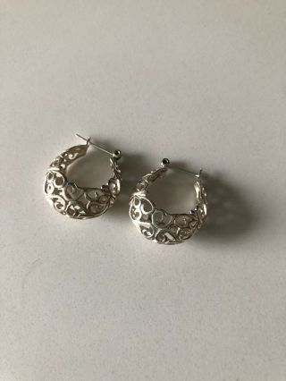 Vintage Sterling Silver Mexican Filigree Hoop Earrings