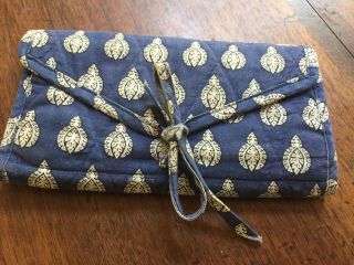 Vtg Pierre Deux Provence 3 Zip Pockets Foldover Fabric Jewelry Misc Holder Case