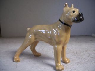 Vintage Lomonosov Imperial Russian Porcelain Boxer Dog?.  Light Tan Black Face Nr