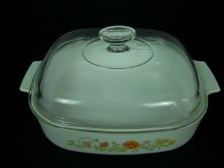 Vintage Corning Ware Wildflower casserole dish A - 10 - B 2.  5 liter with pyrex lid. 2