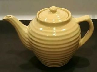 Vintage Bauer Pottery Ring Ware 6 1/2 Cup Tea Pot And Lid Light Yellow Usa