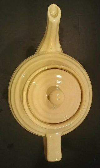 VINTAGE Bauer Pottery Ring Ware 6 1/2 CUP TEA POT and LID Light Yellow USA 2