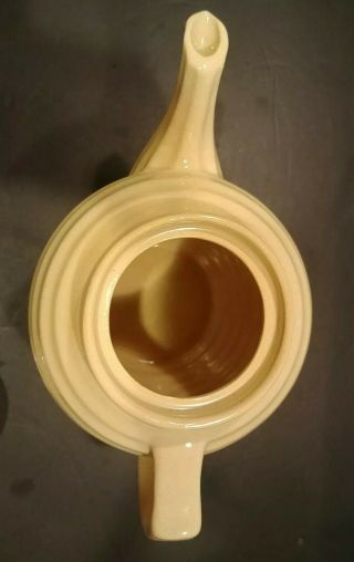 VINTAGE Bauer Pottery Ring Ware 6 1/2 CUP TEA POT and LID Light Yellow USA 3