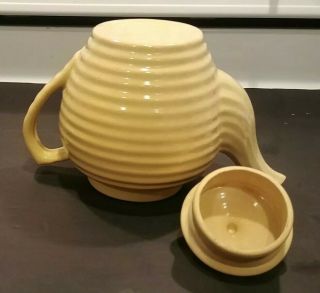 VINTAGE Bauer Pottery Ring Ware 6 1/2 CUP TEA POT and LID Light Yellow USA 8