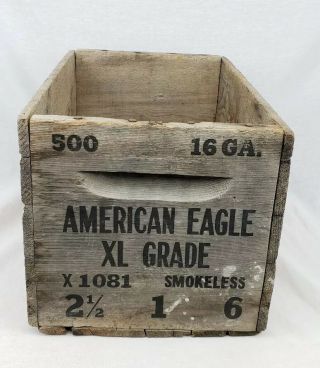 Vtg Wooden Crate Box American Eagle Ammunition Shot Gun Cartridges 12ga Ammo