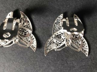 Vintage Alice Caviness Germany Sterling Silver Filigree Butterfly Clip Earrings 5