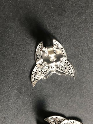 Vintage Alice Caviness Germany Sterling Silver Filigree Butterfly Clip Earrings 6