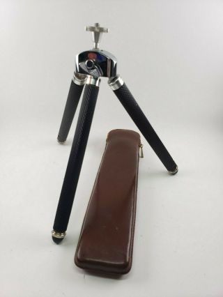 Vintage Bilora Tripod Black And Leather Case Made In Germany