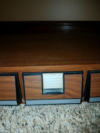 Audio Cassette Holder 42 Tape Storage Case Vintage Wood Grain 3 Drawer Media 3