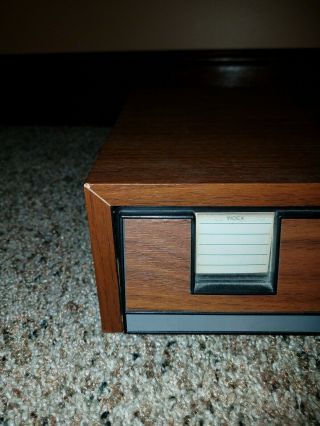 Audio Cassette Holder 42 Tape Storage Case Vintage Wood Grain 3 Drawer Media 4