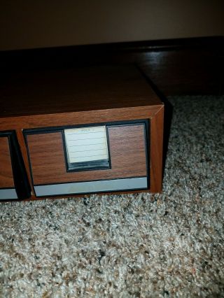 Audio Cassette Holder 42 Tape Storage Case Vintage Wood Grain 3 Drawer Media 5