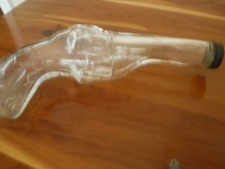 Vintage Clear Glass Gun Candy Container With Metal Lid