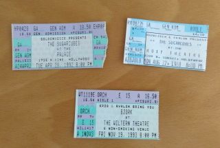 Sugarcubes Bjork 3 Vintage Concert Ticket Stubs Los Angeles