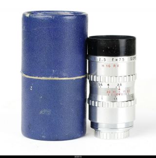 Lens Som Berthiot Tele Cinor 2,  5/75mm H16 Rx No.  Se3058 C Mount