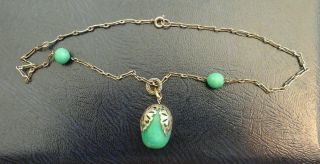 Vintage Jewellery Art Deco Jade Peking Glass Bead Necklace