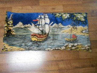 Vintage Tapestry Handmade Long Window Bench Cushion Pillow Sail Boat Light House