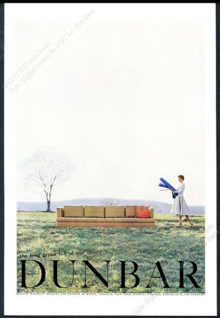 1954 Edward Wormley Dunbar Modern Gold Sofa Meadow Photo Vintage Print Ad