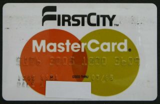 Vintage Credit Card Mastercard - Firstcity Bank Houston,  Texas,  1985