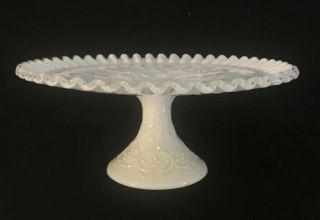 Vintage Fenton Spanish Lace Silver Crest Pedestal Wedding Cake Plate Stand