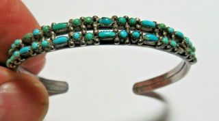 Vintage Sterling Silver Navajo Cuff Bracelet Hand Made Turquoise 10.  30 Grams