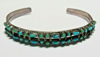 VINTAGE STERLING SILVER NAVAJO CUFF BRACELET HAND MADE TURQUOISE 10.  30 GRAMS 2