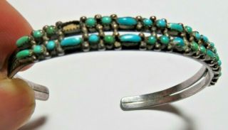 VINTAGE STERLING SILVER NAVAJO CUFF BRACELET HAND MADE TURQUOISE 10.  30 GRAMS 3