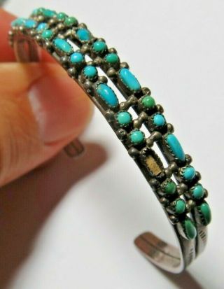 VINTAGE STERLING SILVER NAVAJO CUFF BRACELET HAND MADE TURQUOISE 10.  30 GRAMS 4