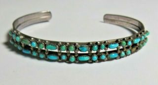 VINTAGE STERLING SILVER NAVAJO CUFF BRACELET HAND MADE TURQUOISE 10.  30 GRAMS 5