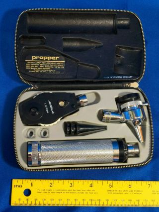 Propper Magnalume Otoscope West Germany Vtg Case W/ Attachments