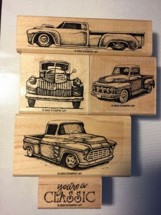 Stampin Up Classic Pickups Vintage Trucks 5 Wooden Stamps